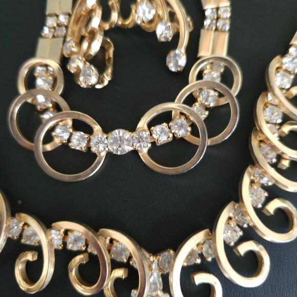 Vintage Sarah Coventry Celestial Fire Rhinestone Necklace, Bracelet & Earring Se - Picture 4 of 7